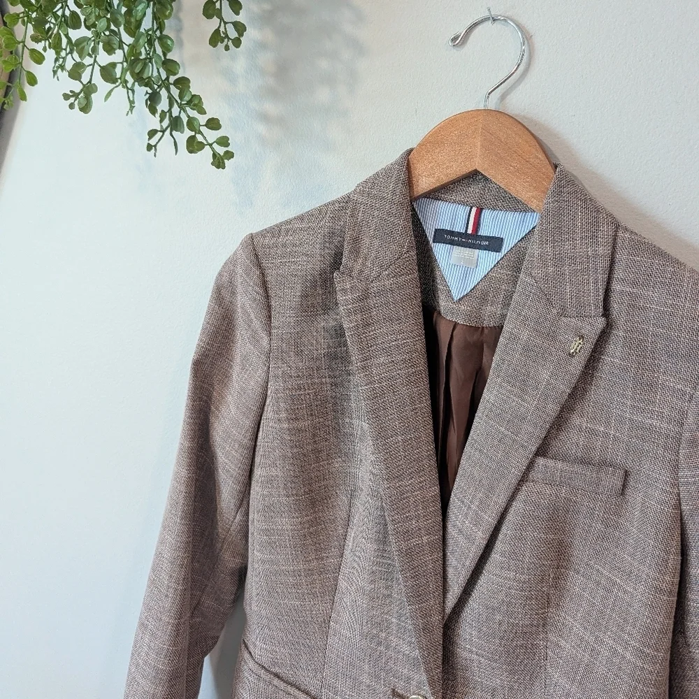 Tommy Hilfiger Women's Plaid Brown Blazer Size 2 - Picture 2 of 9